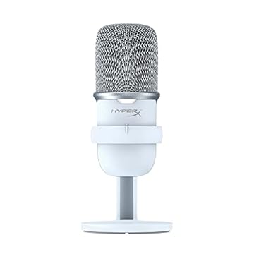 Microfone Condensador USB HyperX Solocast - Alta Resolução de 24 bits/96 kHz, Sensor de Toque-para-Silenciar com indicador de LED, Cardióide, para Streaming, Podcasts, Jogos, Branco (519T2AA)