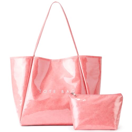 Image of KALIDI PVC Tote Bag Women Large Kraft Paper Travel Beach Bag Jelly Purses