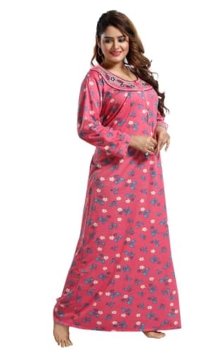 Image of Onekbhalo Women's Cotton Floral Kaftan Nighty Maxi Gown (OK Free Size)