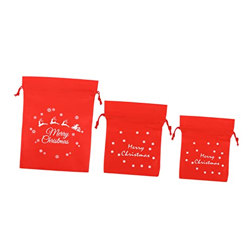 Angoily 8pcs Christmas Drawstring Storage Bags Nonwoven Packing Pouches for Holiday Parties Giving and Festive Events Lightweight Easy to Carry and Fold