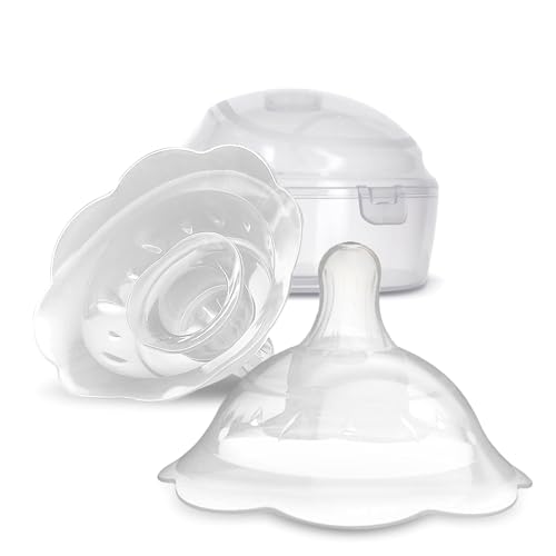 Image of Nipple Shields for Breastfeeding Newborn - 2 Packs,Silicone Nipple Shields Breastfeeding for Baby and Mommy Breast Shell, Nipple Shield,White