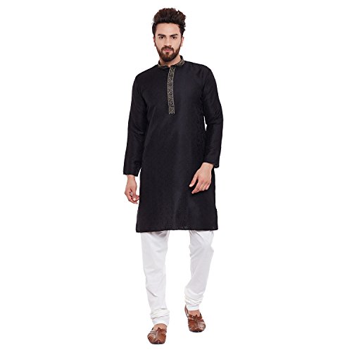 Image of Sojanya (Since 1958 Men's Red Jacquard Silk Kurta & Churidaar Pyjama