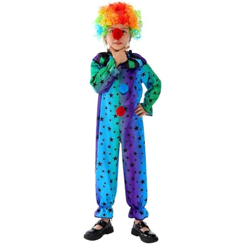 Zghhc 1 Juego De Disfraz De Payaso para Chico, Disfraz De Circo Arcoíris, Disfraz De Carnaval, Trajes De Cosplay para Día Mundial del Libro, Accesorios