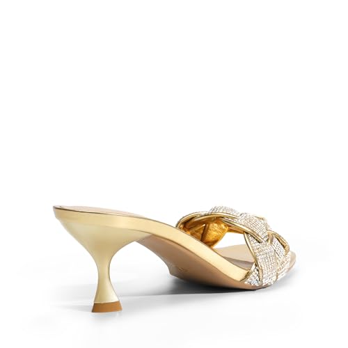 Image of DREAM PAIRS Heels for Women Rhinestone Open Toe Low Kitten Heels Sexy Stilettos Heels Pump Sandals Party Evening Prom Dance Dress Shoes