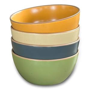 Mora Ceramic Artisan Matte Bowls For Kitchen 28oz Bowl Set of 4 For Cereal Salad Pasta Soup Dessert etc Dishwasher Microwave and Oven Safe For Breakfast Lunch and Dinner Safari Colors