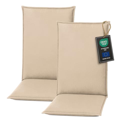 Pillows24 - Hochlehner Auflagen 2er Set - 120x50cm – 8cm Dick - Premium-Material 200gsm, UV- &...