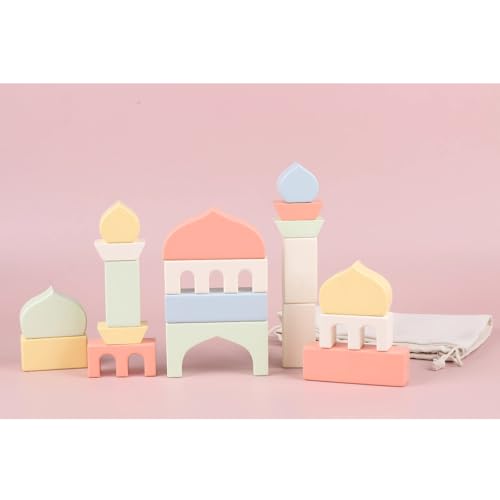 NOB Ventures Colorful Masjid Building Blocks Toy, Arabic Educational Toys for Kids, Colorful Mosque Stacking Set for Islamic Education, Islamic Toys, Arabic Toys, Fun Islamic Gift for Boys and Girls