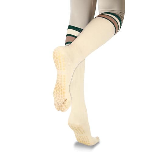 Image of Benefeet Sox Womens Knee High Toe Socks Non Slip Long Toe Socks Unisex Five Finger Socks Knee High Yoga Socks with Grips