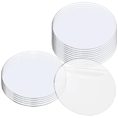 YXHZVON 16 Stücke Klare Acrylplatten, 10 cm Runde Acrylscheibe Transparente, 0,2cm dicke Klare Runde Acryl Rohlinge für DIY Bildrahmen Gemälde DIY Handwerk Scrapbooking Display Cover