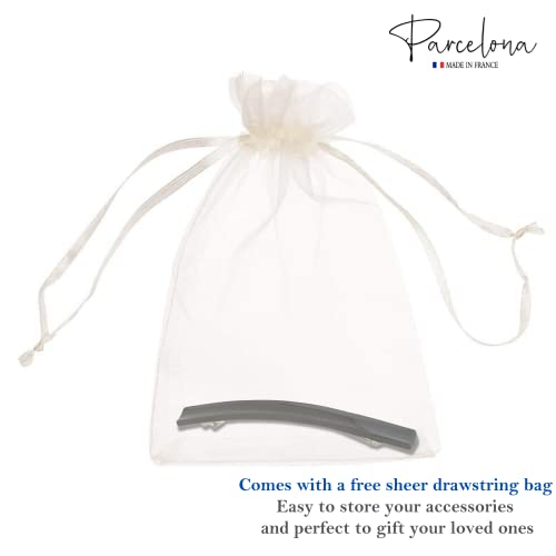 Parcelona French Long And Thin Black Celluloid Hair Clip Barrette #TOP6