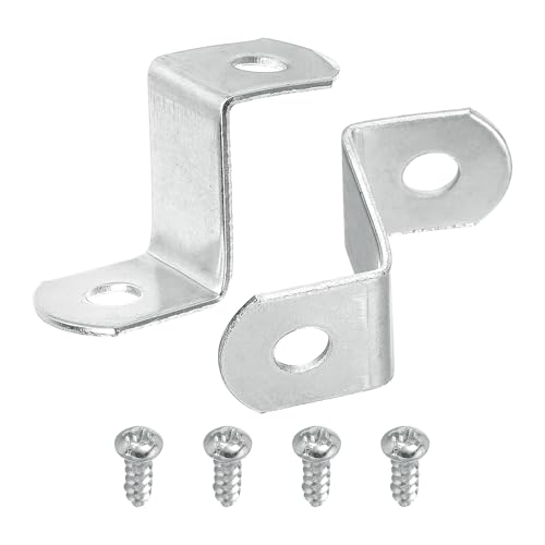 QUARKZMAN 10 Piezas de Clips de Lona con Desplazamiento de 3/4', Clips de Espejo para Enmarcar Cuadros en Forma de Z con 2 Orificios de Montaje con Tornillos, Color Plata