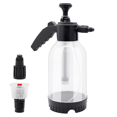 Hioph 2L Snow Foam Pump Sprayer With 2 Nozzles - Hand-Pressurised Car Foam Sprayer for Cleaning and Watering Flowers