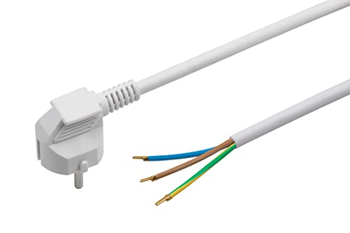 10 M Netzkabel 3-polig, 3x1,5 Mm², Weiß – Anschlussleitung Für Geräte, Mit Schukostecker