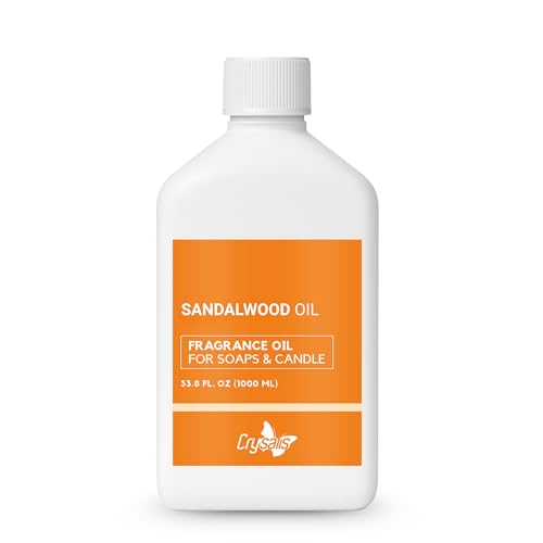 Crysalis Sandalwood Fragrance Oil for Candle Making, Soap Making, Wax Melts, Diffusers & DIY Crafts – Long-Lasting Scent – 33.8 oz / 1000 ml