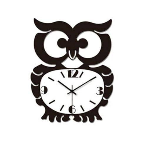 EPIGEIST Horloge Murale Hibou en Acrylique Noir Silencieuse sans Pile Décoration Murale Vintage pour Salon et Bureau Cadran Facile à Lire Design Rétro...