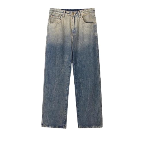 Jeans Pants Trousers Denim Gradient Blue Micro Flared Men's Classic Loose Washed Tie Dye Wide Leg High Street
