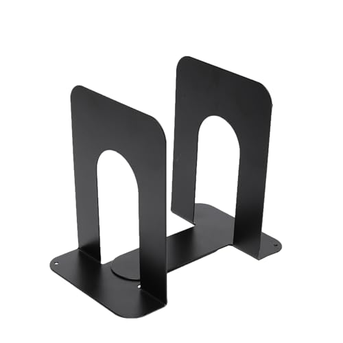 Image of Neomate Metal Bookends for Office & Home | Heavy-Duty Book Support | Black