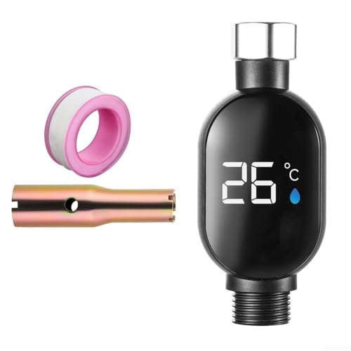 Digitales Dusch-Wasserthermometer mit LED-Temperaturanzeige, 304 Edelstahl, Wasserhahn-Thermometer, 0–99 °C Bereich (oben)