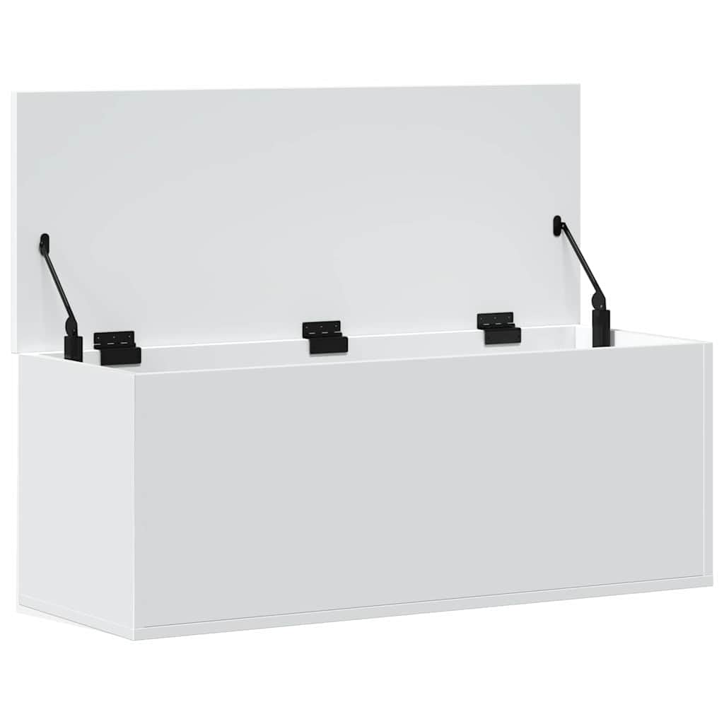 vidaXL Caja de almacenaje Madera de ingeniería Blanco 90x35x35 cm, Caja de Mantas, Cofre de Almacenamiento, baúl de Juguetes, Caja de Juguetes
