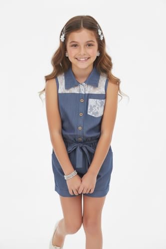 Image of ToBeInStyle Girl's Summer Romper One Piece Outfit Casual Lightweight Short Set