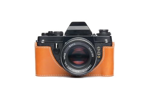 Demi-étui Pentax LX housse appareil photo cuir véritable fait main sable