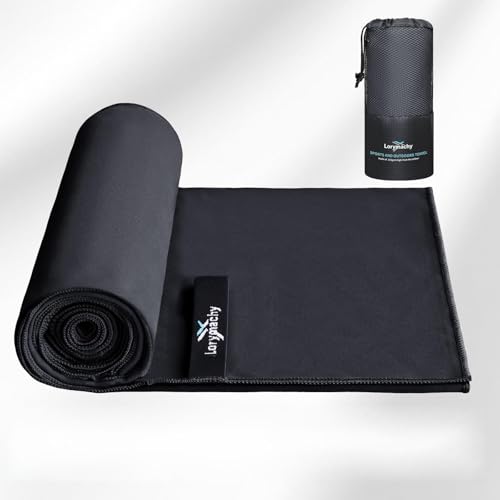 Microfibre Towel - Silver-ion Infused Fabric Quick Dry Towels for Adults | Ultra-Lightweight & Highly Absorbent, Extra Large Gym Towel for Yoga, Travel, Camping, Hiking and The Beach Black 30×60