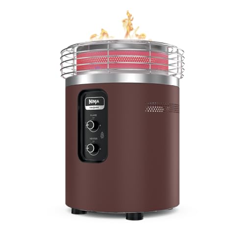 Ninja Fireside360 Outdoor Heater & Fire Pit | 3 Modes: Flame & Heat | Portable for Patio, Deck, Camping, Easy Control Smokeless Flame | Push to Start Ignition | Brown | OF101BR1