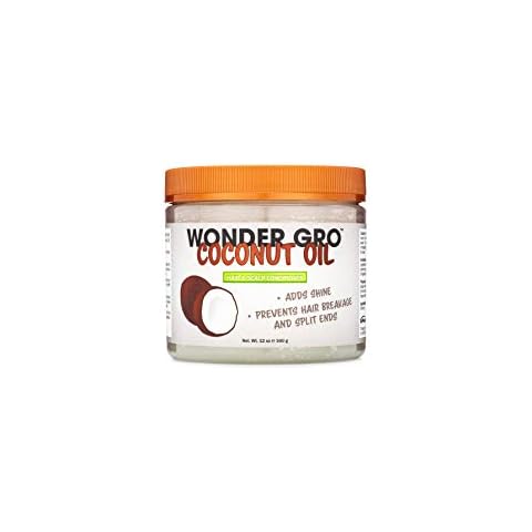 Coconut Oil Hair Grease Styling Conditioner, 12 fl oz - adds Shine - Prevents Breakage & Split Ends by Wonder Gro Cover