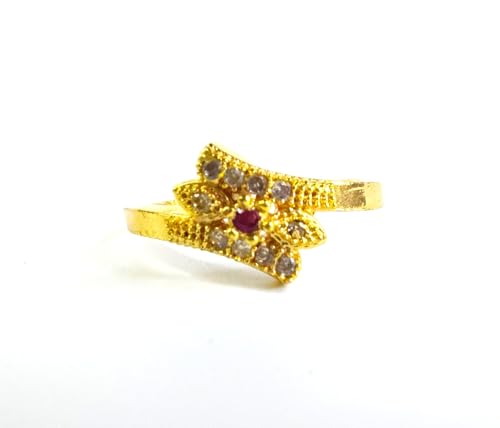 Image of Chandrani Collection Elegant Gold-toned Fashion Ring with Pink and White Crystals Triple Band Design | Fashion Jewellery | Stylish Ring for Women and Girls