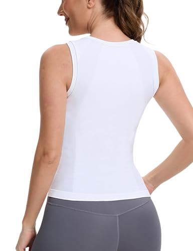 MathCat Women's Seamless Workout Tank Tops with Built in Bra, Sleeveless Padded Athletic Yoga Shirts for Daily Wear3