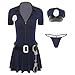 YOOJIA Womens Sexy Police Costume 5-Piece Dirty Cop Policeman Dress Halloween Officer Cosplay Outfits Navy Blue Medium
