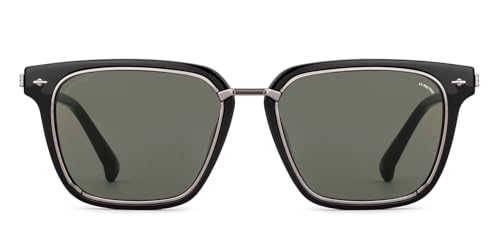 Image of John Jacobs | Black - Green Solid | Full Rim Square Stylish & Premium Sunglasses | Celestia | 100% UV Protected | Men & Women | Large | JJ S70259