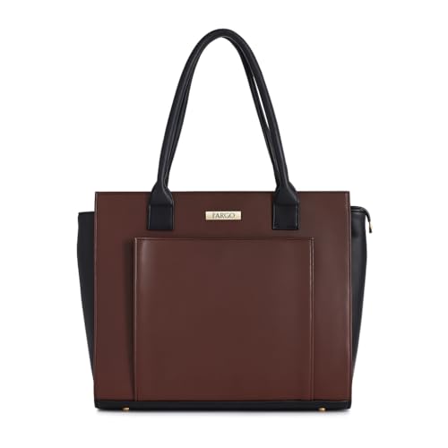 Image of Fargo Amara Vegan Leather Tote Bag for Women | Laptop Compartment, RFID Pockets, YKK Zipper, Large Office Handbag | Shoulder Bag for College & Daily Use | Made in India