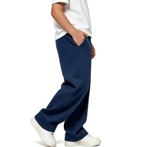 Boys Baggy Sweatpants Casual Fleece Straight Leg Sweat Pants With Pockets - image 5