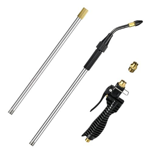 LE LEMATEC Air Blow Gun with Adjustable & Detachable Airflow Extension Tube, Long Reach Nozzle for Air Compressor, Pneumatic Blower for Car Detailing, Radiator & Industrial and Home Cleaning (AS121-5)