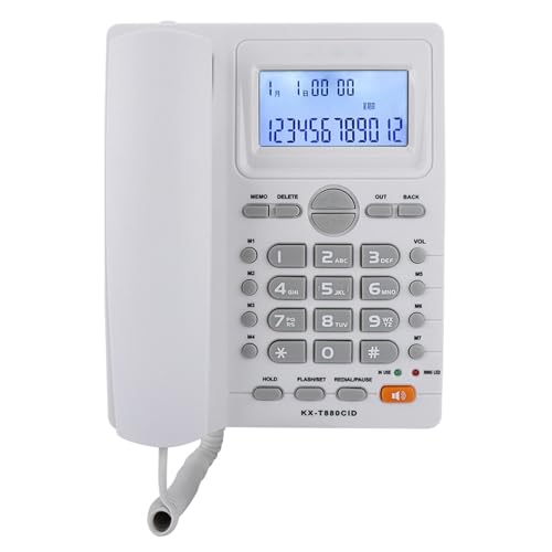 Corded Phone, Dualport Extension Set Corded Telephone with Caller ID Display and Speaker Phone,Large Buttons Landline Phone for Office Business (White)