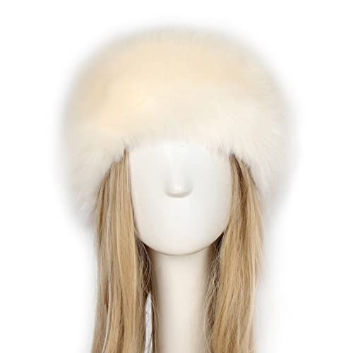 Washranp Bandeau d'hiver en fausse fourrure pour femme - Couleur assortie - Turban épais en fausse fourrure - Bonnet large pour femme - Cache-oreilles - Manchon d'hiver en fourrure de ski Cover