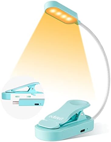 EDISHINE Book Reading Light, Clip On LED Lamp, 3 Color Modes & Stepless Dimmable, USB Rechargeable Eye Care, Gifts for Readers, Kids, Bookworms, Travel (Blue)
