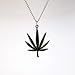 Real Metal Marijuana Weed Pot Leaf Green Enamel on Silver Finish Pewter Pendant Necklace