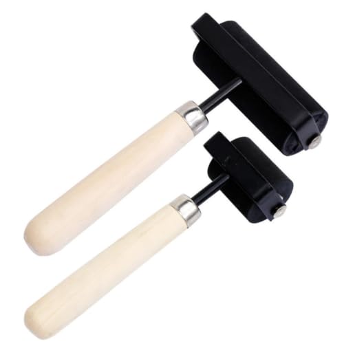 Rodillo de goma para estampación con mango de madera pack de 2 para grabado 2
