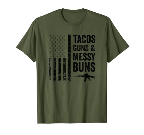 TACOS GUNS & MESSY BUNS - Funny Taco Pro Gun Camo para mujer Camiseta