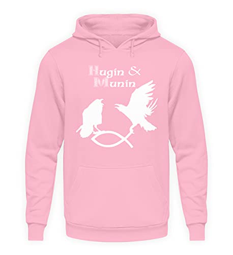 Pull à capuche unisexe Hugin & Munin rose taille XXL en coton confortable