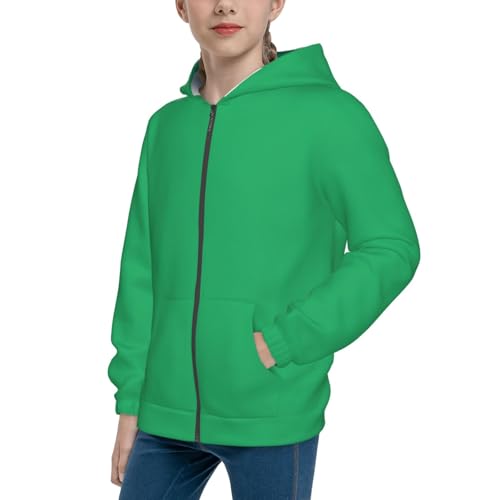 Forestgreen Kid Hoodies Boys Zip Up Sweatshirts Girls