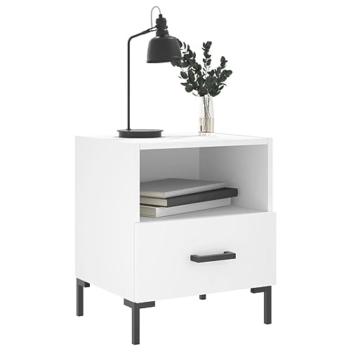 Petite table de chevet blanche lot de 2 meuble rangement bois