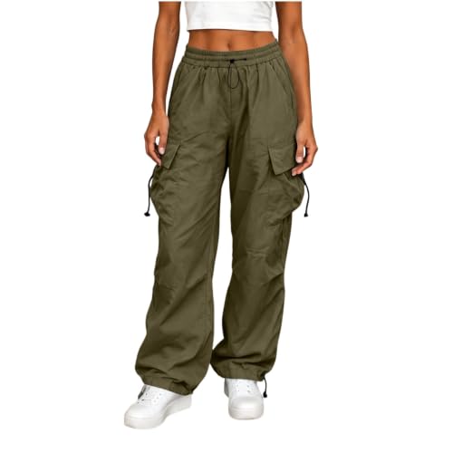 Women's Cargo Pants Drawstring Waist Wide Leg Utility Work Trousers - image 1