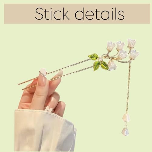Image of INHEAVEN Traditional Chinese Hair Stick, Pearl Flower Design, Handcrafted Hair Accessory