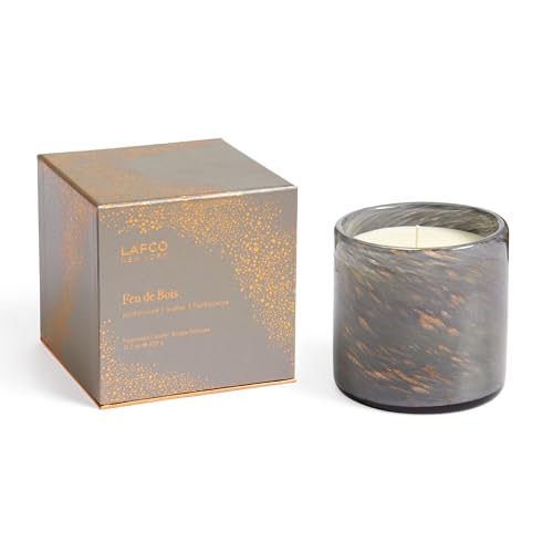 LAFCO New York Vela Holiday Signature de edición limitada, Holiday Feu de Bois, 15.5 onzas, tiempo de combustión de 90 horas, recipiente de vidrio soplado a mano, reutilizable, fabricado en los