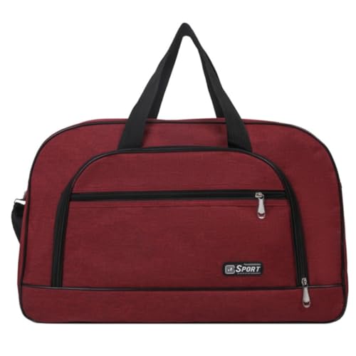 Bolsa de Viagem e Academia de Nylon Unisex com alca longa e fecho com ziper à prova d'água(Vermelho,M 52 * 33 * 20 cm)