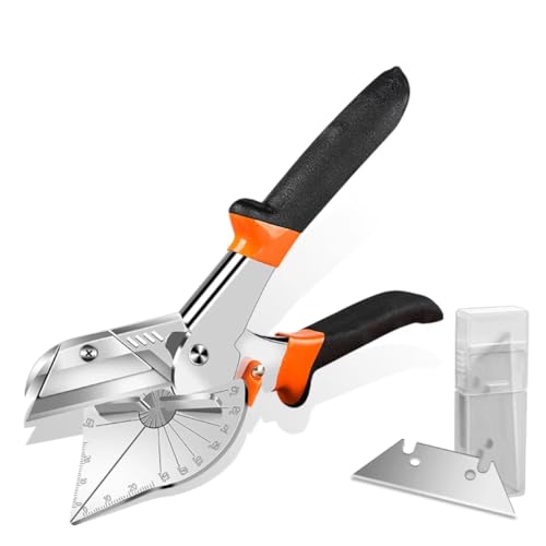 Uadme Cisaille à Onglet à Angle 45 ° -135 °, Ciseaux à Goulotte Multifonction, avec 10 Lames de Rechange, Pince à Onglet pour Couper des Tuyaux en PVC, Liège, Branches, Fils