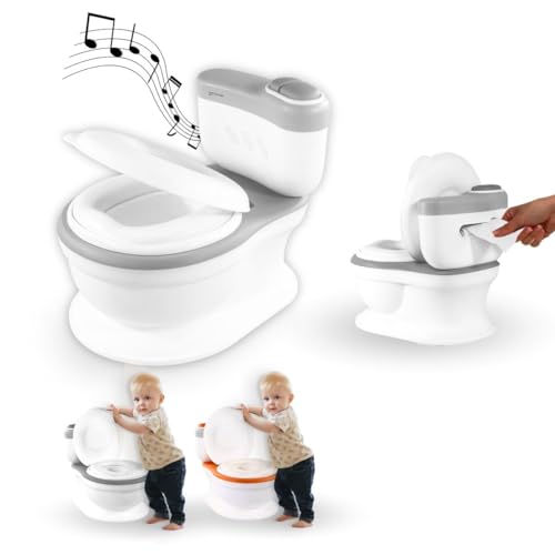 Mobiclinic®, Pot bebe Toilette Musical, Toikid, 1-3 ans, Son de Décharge, Avec Couvercle, Compartiment Papier, Fonctionne Piles, Cuvette Amovible, Siège...